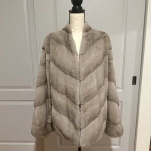 Saga Furs Women's Taupe/Grey Mink Fur Coat
